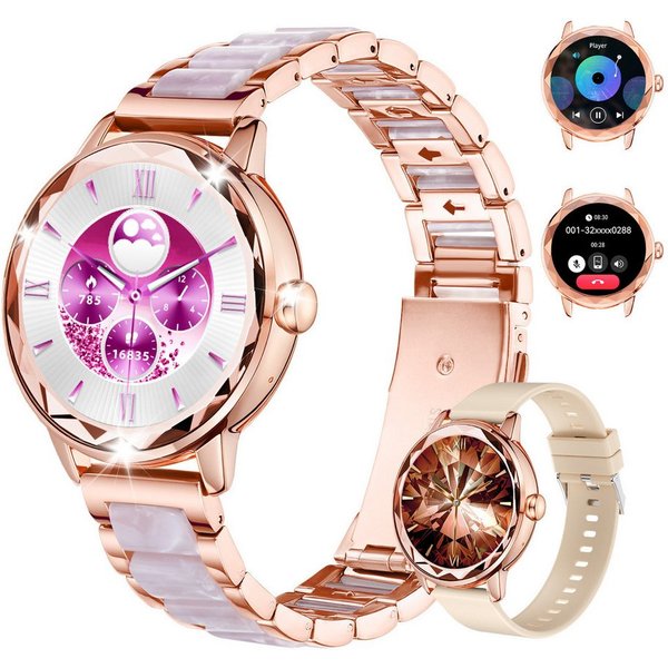 ibettertec Smartwatch Damen, mit Anruffunktion Smartwatch (Fitnessuhr mit Telefonfunktion/WhatsApp Notiz,Smartwatch Fitness Tracker Uhr IP68 Wasserdicht,1.2" HD