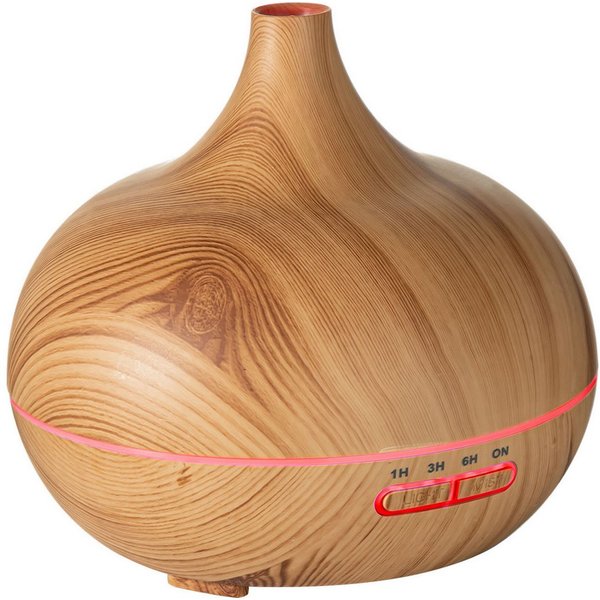 Casativo Luftbefeuchter Aroma-Diffuser in Holzoptik 7 LED-Farben Timer 300ml, 0,3 l Wassertank