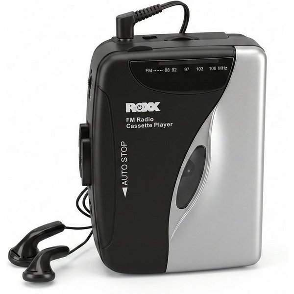 ROXX PCP 300 Kassetten Player (Tragbarer Kassettenspieler mit Kopfhörern und UKW Radio)