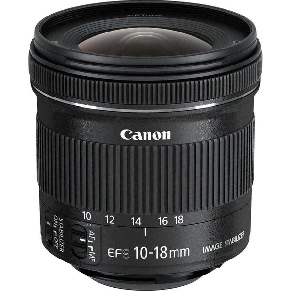 Canon EF-S 10-18mm f/4.5-5.6 IS STM Zoomobjektiv, (Passend für Canon EOS EF-S System Kameras (z.B. EOS 250D)
