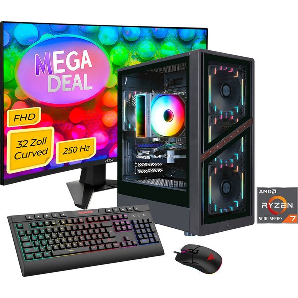 GAMEMAX MegaDeal AERIS GB 8131 AMD Ryzen 7 5700X 32GB 1TB SSD RTX 5060Ti Gaming-PC-Komplettsystem (32", AMD Ryzen 7 5700X, RTX 5060 Ti, 32 GB RAM, 1000 GB SSD, 