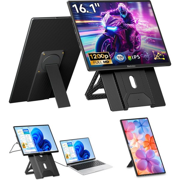 blackview 16 Zoll FHD Laptop Bildschirm Erweiterung, LCD, IPS, 1920×1200 Portabler Monitor (41 cm/16 ", 1920x1200 px, Full HD, IPS, 360°, Gaming Monitor, Kompat