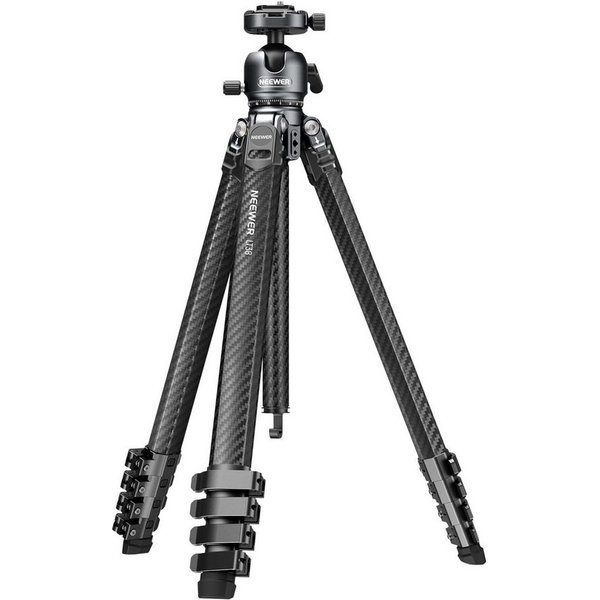 Neewer LT38 Carbon Kamera Reisestativ 61", Höhenverstellbar 46-155 cm Kamerastativ (mit 360° Kugelkopf und 1/4" Befestigungsschraube, Arca QR Platte)