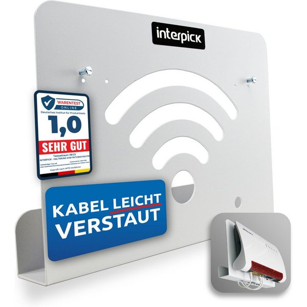 interpick Wandhalterung für AVM FritzBox Router mit Kabelmanagement 7690 DSL-Router, Fritzbox