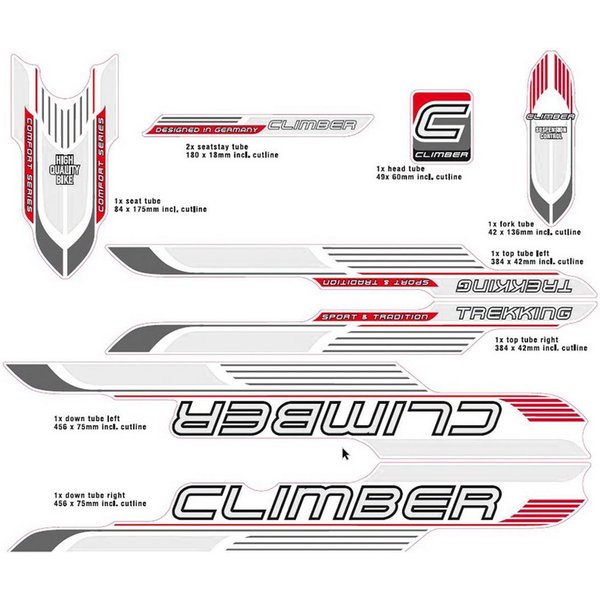 Non-Branded Fahrradrahmen Fahrrad DEKOR Satz CLIMBER Trekking MTB Rahmen Decal Sticker 9 teilig