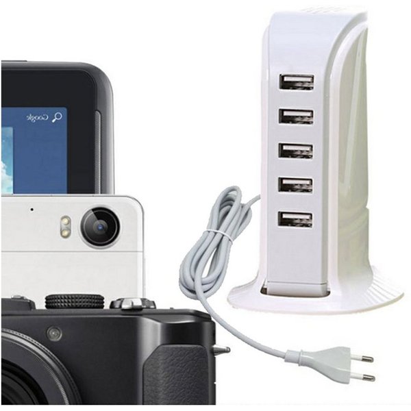 Bolwins I21C 5 Fach 4A 5V USB Port Netzteil Adapter Ladegerät Handy Pad Tablet USB-Ladegerät (2100 mA, Einzelset, 1-tlg., USB Ladegerät, 5 USB-Anschlüsse, gleic