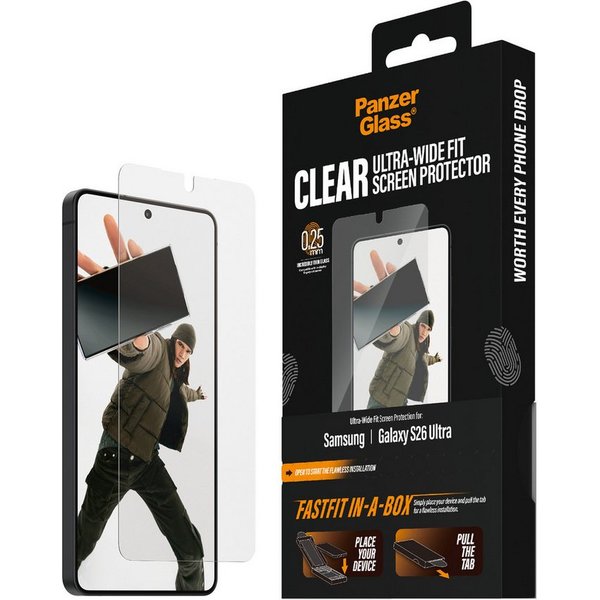 CARE by PanzerGlass Displayschutzglas Ultra-Wide Fit Screen Protector für Samsung Galaxy S26 Ultra, Displayschutzfolie, Schutzfolie, Bildschirmschutz, kratz- & 