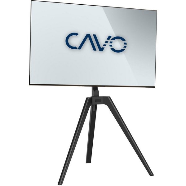 CAVO TV-Ständer elegante dreibeinige Design Staffelei für Schlafzimmer, Loft, (bis 65 Zoll, Holz schwarz, einfache Installation & Sturzsicherung)