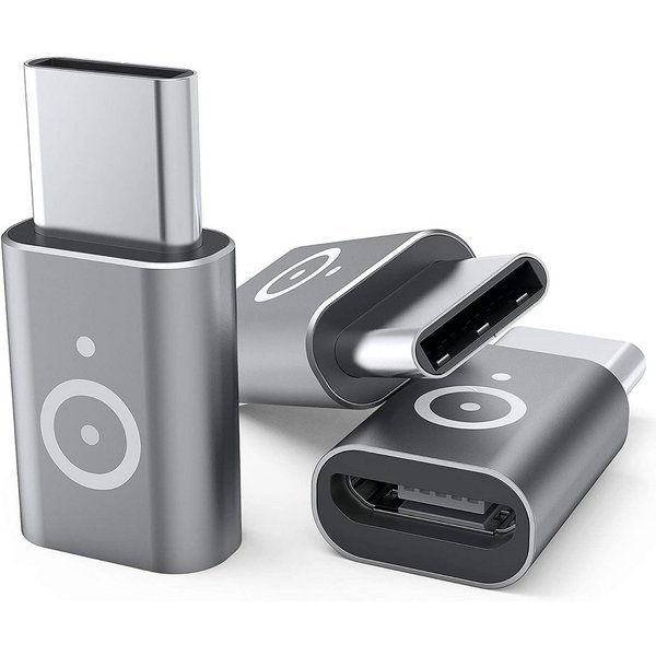 Pazzimo 3x Adapter micro-USB auf USB-C Konverter Smartphone-Kabel, USB-C, Micro-USB, Aluminium, für Handy, Smartphone, Tablet, Notebook, PC, Kabel etc.