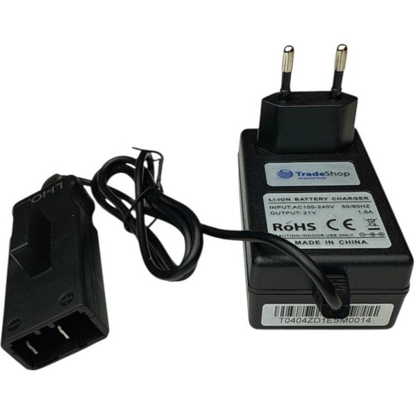 Trade-Shop Ladegerät passend für Gardena 9839, 9839-20, 9840, 9840-20, BLi-18 Netzteil (Geeignet für Li-Ion Akkus mit 18V / Ausgang: 21V, 1,5A)