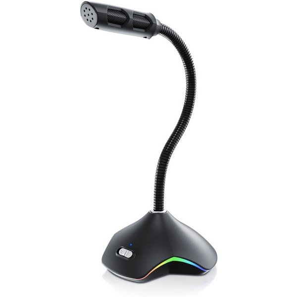 CSL Standmikrofon USB Desktop Mikrofon mit RGB Beleuchtung, RMP 900 Tischmikrofon (1-tlg), für Podcast, Streaming, Videocalls und Gaming, Plug and Play