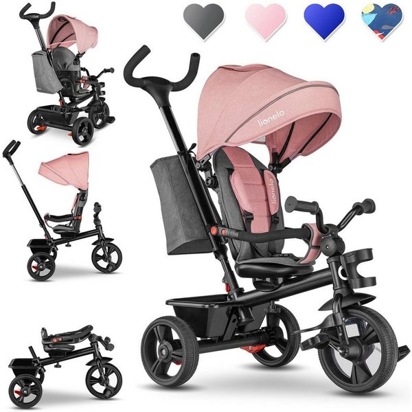lionelo Dreirad-Kinderwagen HAARI, Elternlenkung, Zusammenklappbar, Tasche /von 18 Monaten bis 5 Jahren