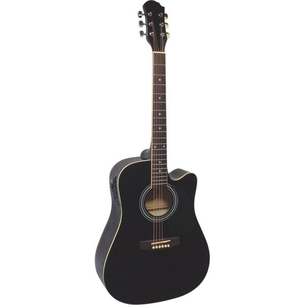 MSA Akustikgitarre 4/4 Western Gitarre mit Tonabnehmer und aktiver Elektronik - Cutaway