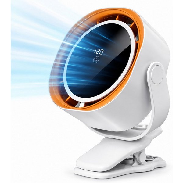ITSHINY Akku-Ventilator Tragbarer USB-C Campingventilator mit Akku, 120 Stufen, leise & stark, Clip-Ventilator mit 120 Stufen & Digitalanzeige