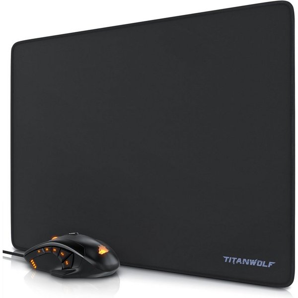 Titanwolf Gaming Mouse & Mousepad 440 x 350 mm Bundle "SPECIALIST" Maus- und Mauspad-Set, (Set, 2 St), USB Mouse 12 programmierbare Tasten & 6 x 4 g Tuninggewic
