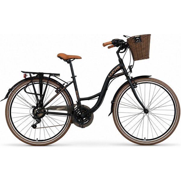 LUCHS Cityrad Feline Damenfahrrad 28 Zoll – Cityfahrrad Hollandrad – Damen Rad, 21 Gang Shimano, Kettenschaltung, 21 Gang SHIMANO, Frontkorb – Citybike für Allt