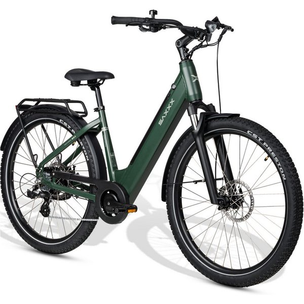 SAXXX E-Bike Cityrad 28 Zoll Damen/Herren, SAXXX CSE/SUV, 468Wh, 95 % vormontiert, 7 Gang SHIMANO Altus Schaltwerk, Kettenschaltung, Hinterradmotor, 468 Wh, (mi
