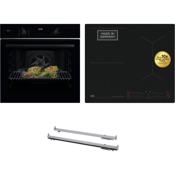 AEG Backofen-Set HH24BSISML, mit 1-fach-Teleskopauszug, Aqua Clean, Bis zu 10x weniger sichtbare Kratzer – Made in Germany
