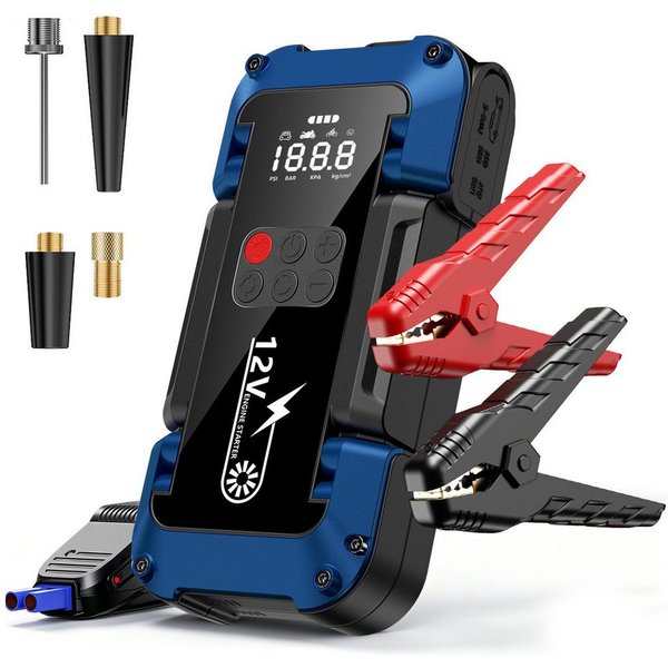 AeroAxis 26800 mAh Starthilfe Powerbank 4000A 150PSI Kompressor Starthilfegerät Autobatterie-Ladegerät (Set, Auto Starthilfe LED-Taschenlampe, großen Bildschirm
