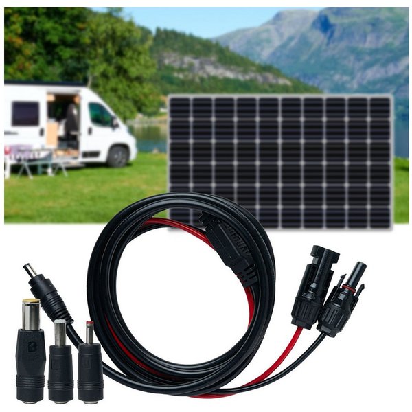 Casativo Solarmodul Anschlusskabel 2m MC4 zu DC 5,5x2,1mm IP65 wetterfest Solarkabel, (200 cm), 2m Solarkabel mit MC4-Stecker & Hohlstecker-Adaptern