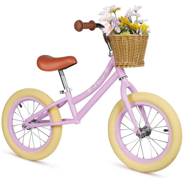 H.yeed Laufrad mit abnehmbarem Korb für Kinder 14 Zoll, ohne Pedal Kleinkindfahrrad für 3 4 5 6, höhenverstellbar