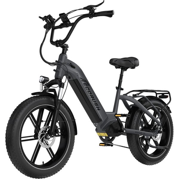 ECORUSH E-Bike Mountainbike Elektrofahrrad 20*4,0 Zoll Pedelec StVZO mit 15,6Ah Akku Max 120km, 7 Gang shimano shimano Schaltwerk, Kettenschaltung, Heckmotor, 7