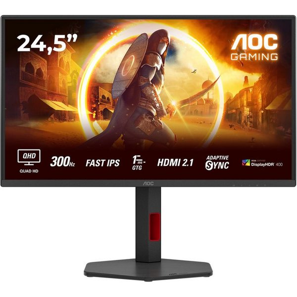 AOC Q25G4SR Gaming-Monitor (62,2 cm/25 ", 2560 x 1440 px, QHD, 0,3 ms Reaktionszeit, 300 Hz, Fast-IPS, neig, schwenk-, höhenverstellbar, Pivot)