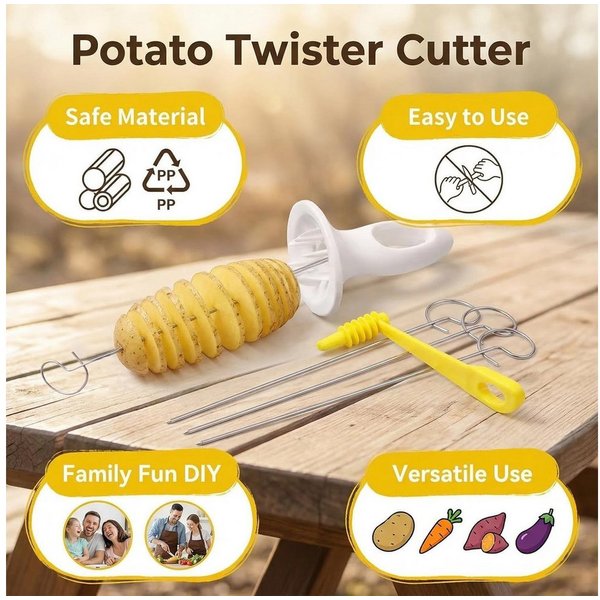 FELIXLEO Gemüseschneider 12 Stück Spiralschneider Kartoffel Twister Spiral Chips Cutter