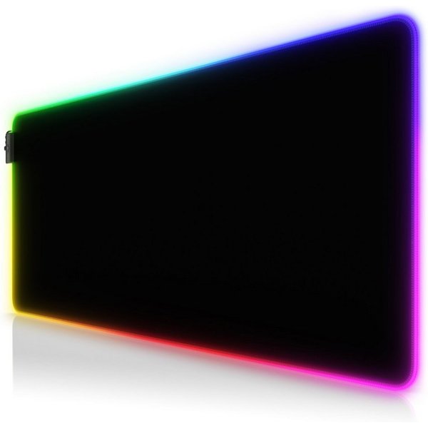 Titanwolf Gaming Mauspad RGB Mousepad 900 x 400 x 3 mm, LED Multi Color XXL Tischunterlage (1-St), rutschfest, abwaschbar, Geschwindigkeit & Präzision, schwarz
