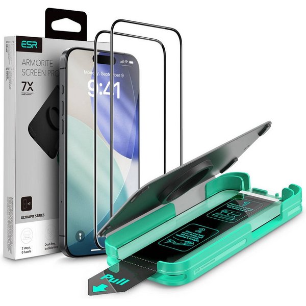 ESR Displayschutzglas Armorite Displayschutz für iPhone 17 Pro Max, UltraFit Aufbringhilfe, Laufsprecherabschirmung, gehärtetes Glas