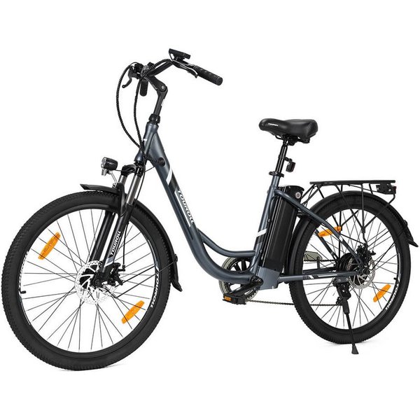 Touroll E-Bike B1 Trekkingrad mit 250-W-Motor, 26"x18", 25km/h, 7 Gang, Heckmotor, 561,6 Wh, 90 km Reichweite, 7‑Gang Shimano Schaltung, Scheibenbremsen