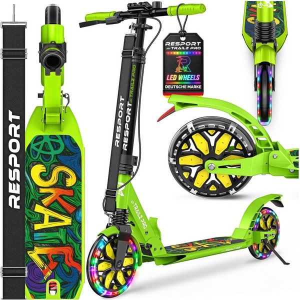 RE:SPORT Cityroller RE:SPORT® Trailz Pro Cityroller Scooter inkl. Tragegurt und Klingel, (Scooter höhenverstellbar & klappbar, Kickscooter Tretroller inkl. Hand