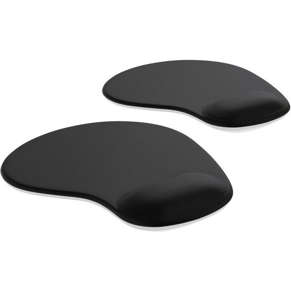 CSL Mauspad Office Gel Mousepad mit ergonomischer Handgelenkauflage (Spar-Set, 2-St), 23 x 20 cm, Gel-Handballenauflage, für Büro & Homeoffice, schwarz