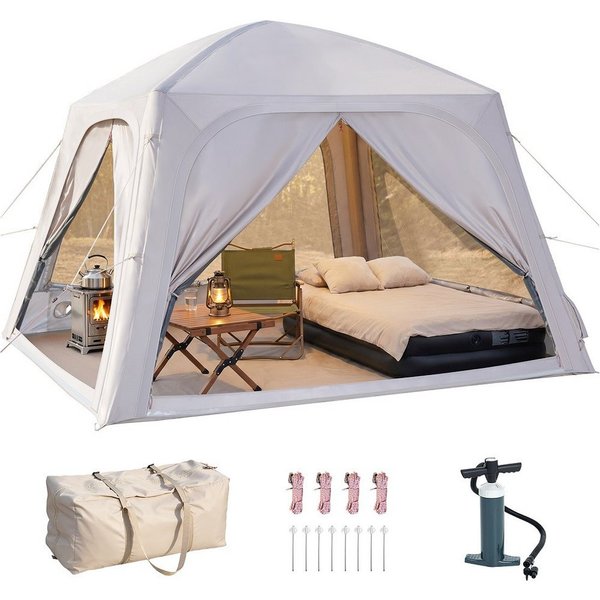 Meulbaty aufblasbares Zelt Camping Pavillon mit Luftpumpe Abnehmbarer Türvorhang, Personen: 6 (1 tlg., Air Glamping Zelte für 4 Jahreszeiten Camping), Aufblasba
