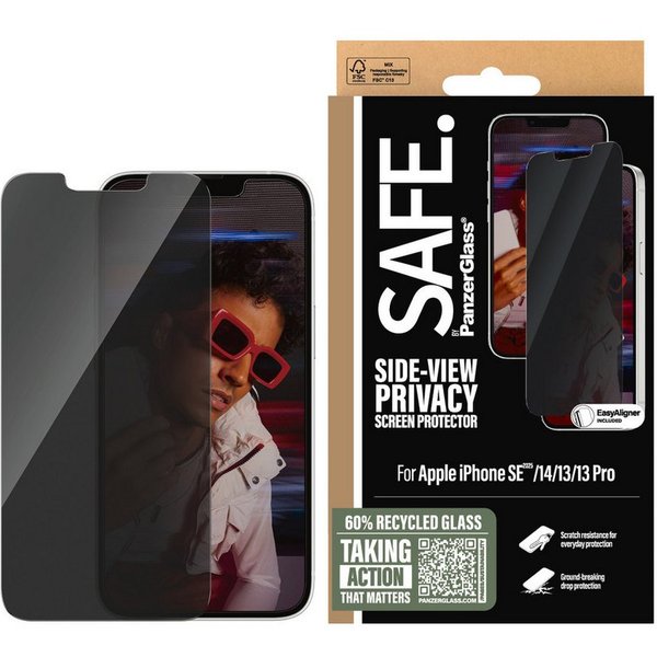 SAFE by PanzerGlass Displayschutzglas Side-View Privacy Screen Protection für Apple iPhone 13/13 Pro, Apple iPhone 14, Apple iPhone 16e, Displayschutzfolie, Sch
