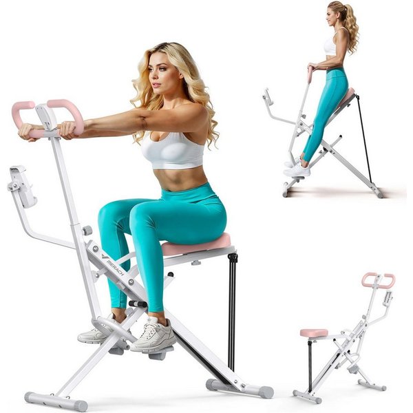 MERACH Bauchtrainer Bauchmuskeltrainer, Rückentrainer mit Tablet-Halter (3 einstellbare Widerstandsbänder, bis 158 kg Heimtrainer, klappbar, 1-St., Platzsparend
