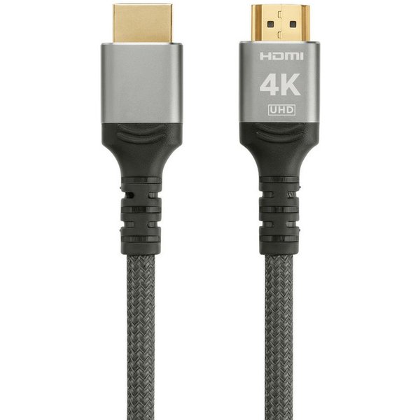 ProfiPatch ProfiPatch HDMI Kabel 4K60Hz UHD 1m grau Goldkontakt Textil HDMI-Kabel, (100 cm)