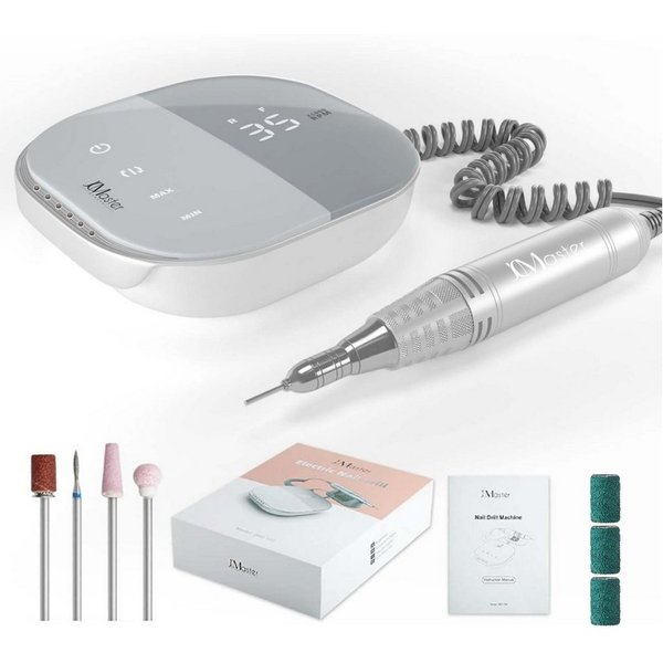 JCMaster Maniküre-Pediküre-Set TouchPro+ Nagelfräser 35000RPM mit Aufsätze Bits, Profi Nagel Fräsmaschine für Gelnägel, Acrylnägel, Kunstnägel