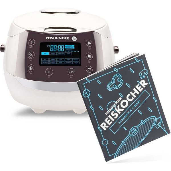 Reishunger Reiskocher Digital – 1,5 L – Multikocher – 12 Programme – Keramikbeschichtung, 860 W, Timer- und Warmhaltefunktion, 7-Kochphasen-Technologie, LED-Dis