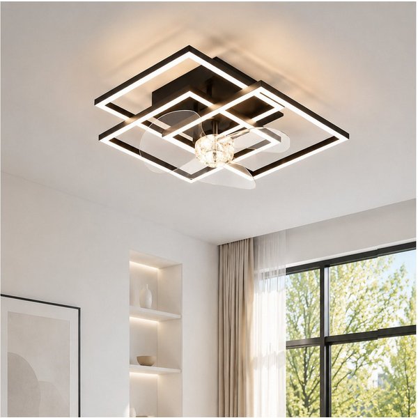 ZMH Deckenventilator Moderne Deckenlampe mit Ventilator - Deckenventilator mit Beleuchtung, mit Licht Dimmbar mit Fernbedienung Timer für Wohnzimmer Esszimmer