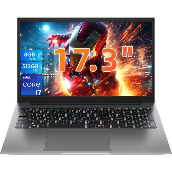 Jumper 17,3" Core i7 Laptop, 16GB RAM, 512GB SSD, FHD, WiFi 6, Win11 Home Notebook (Intel@ CoreTM i7-9750H, 8 GB, 512 GB SSD, 6-core CPU)