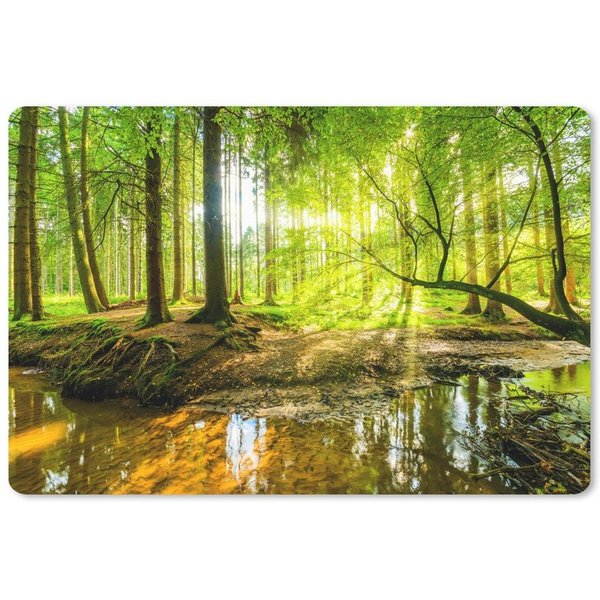 MuchoWow Mauspad Wald - Landschaft - Wasser - Bäume - Sonne - Grün - Natur (1-St), Mouse pad Klein, Gaming Deko, PC Zubehör, 27x18 cm
