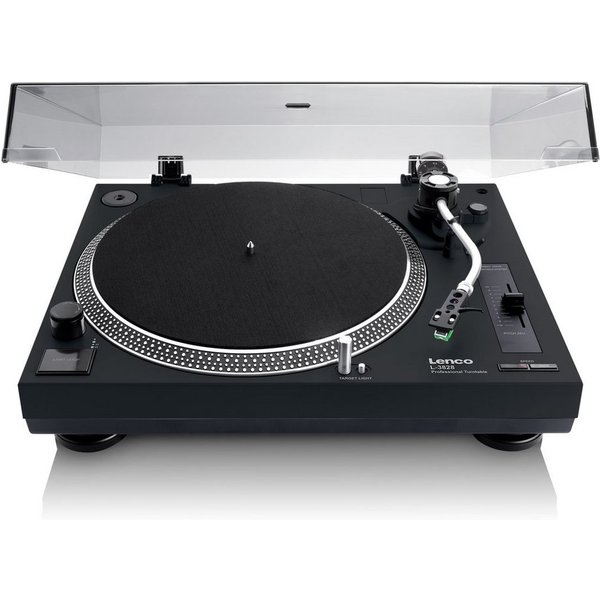 Lenco L-3828BK Plattenspieler (Direktantrieb, Vinyl formatierung USB, Phono-Vorverstärker / Pitch Control in Schwarz)