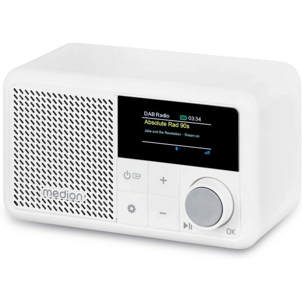 Medion® Tragbares DAB+ Radio MEDION® LIFE® S66822 (MD44822) Radio (MW/UKW, AM/FM, DAB+, RDS, 2 W, ca. 6,5 Akkulaufzeit, Farb-TFT-Display, Bluetooth® 5.3, IPX1-S