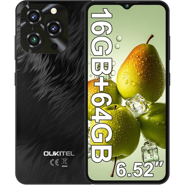 OUKITEL C3 Android 14 Handy Ohne Vertrag, 5000mAh, 6.52" HD Smartphone (16,56 cm/6.52 Zoll, 64 GB Speicherplatz, 13 MP Kamera, 4GB+64GB Speicher, 4G Dual SIM, 9