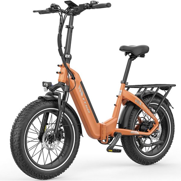 TTGO E-Bike Klapprad 20 Zoll, 4,0'' Fatbike-Reifen, 70Nm, Lockout-Federgabel, Faltrad, 7 Gang SHIMANO, Kettenschaltung, Heckmotor, 864 Wh, 140km, Drehmomentsens