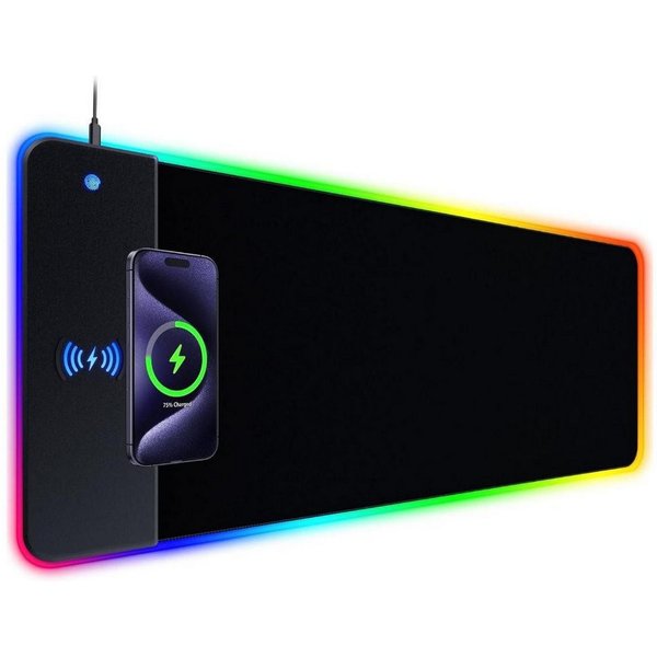 Forrlite Gaming Mauspad RGB Mauspad, XXL Mousepad, Schreibtischunterlage (Deskmat, Mausunterlage für Gaming, Büro, Homeoffice und PC-Setup), 800 × 300 × 4 mm, 1