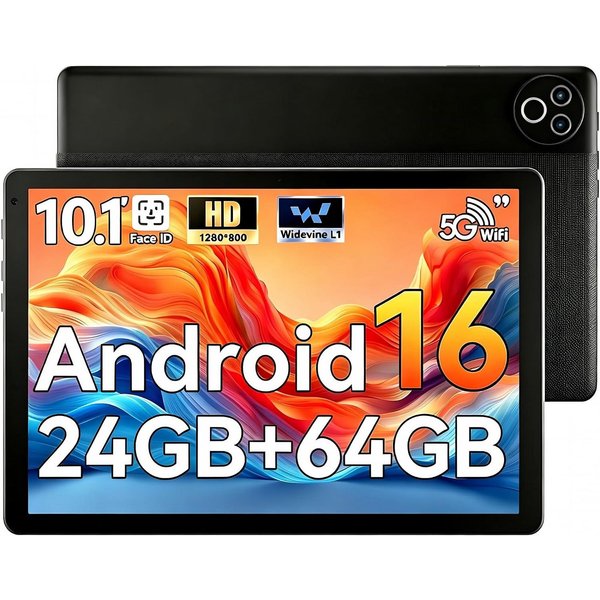 BUFO 10 Zoll 64 GB ROM 1 TB Erweiterbar WiFi 6 Android 15/16 Tablet (10", 64 GB, Android 16, Dual-band (5GHz/2.4GHz) Wi-Fi, 5-Kern-Prozessor, 1280x800 HD IPS, D