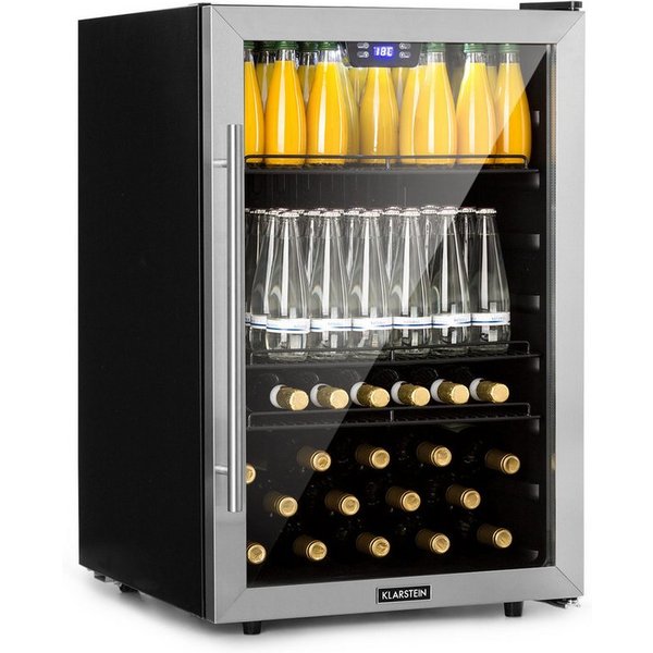Klarstein Getränkekühlschrank Beersafe 5XL Kühlschrank 148L 3 Böden Panoramaglastür Edelstahl R600a 10045900, 85 cm hoch, 55 cm breit, Bierkühlschrank Getränkek