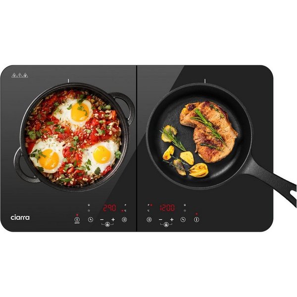 CIARRA Doppel-Induktionskochplatte 60cm Induktionskochfled CBTIH2, Touch Bedienung 9 Stufen Timer